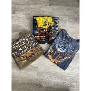 Lot of 3 NRA Graphic T-Shirts Mens Large Gadsden Flag Eagle NRA Strong Bundle